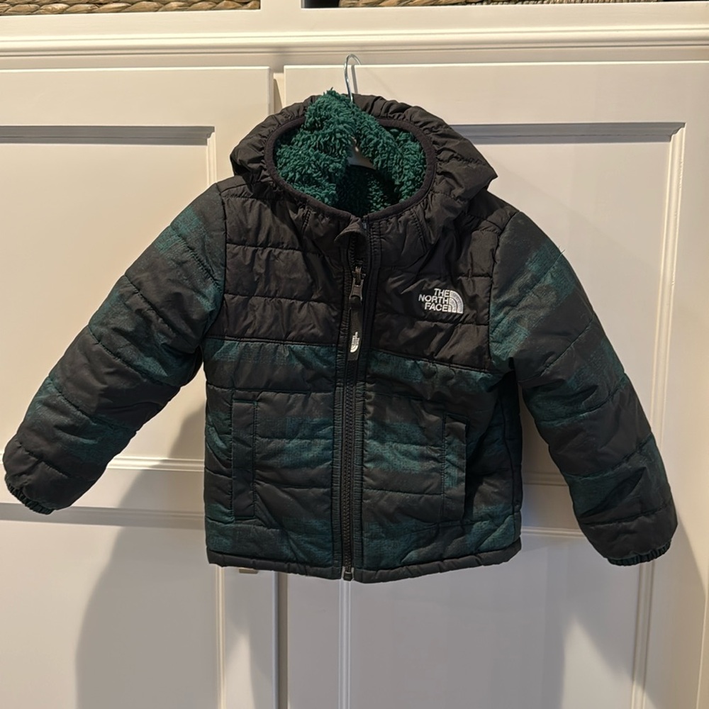 Black and Green North Face coat